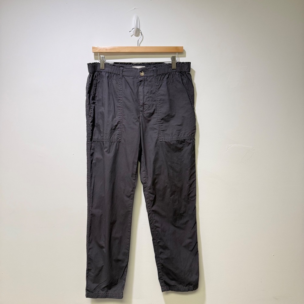 Lou & Grey for LOFT Dark Gray Cotton Elastic Waist Straight Leg Pants Womens S